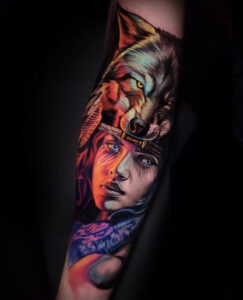 Tattoo By: Will Pollock Neon color, and Color realism artist