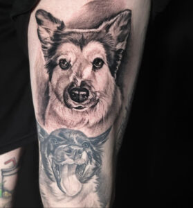 Tattoo By: Brielle Wilson Pet portrait, and Animal Tattoo Specialist