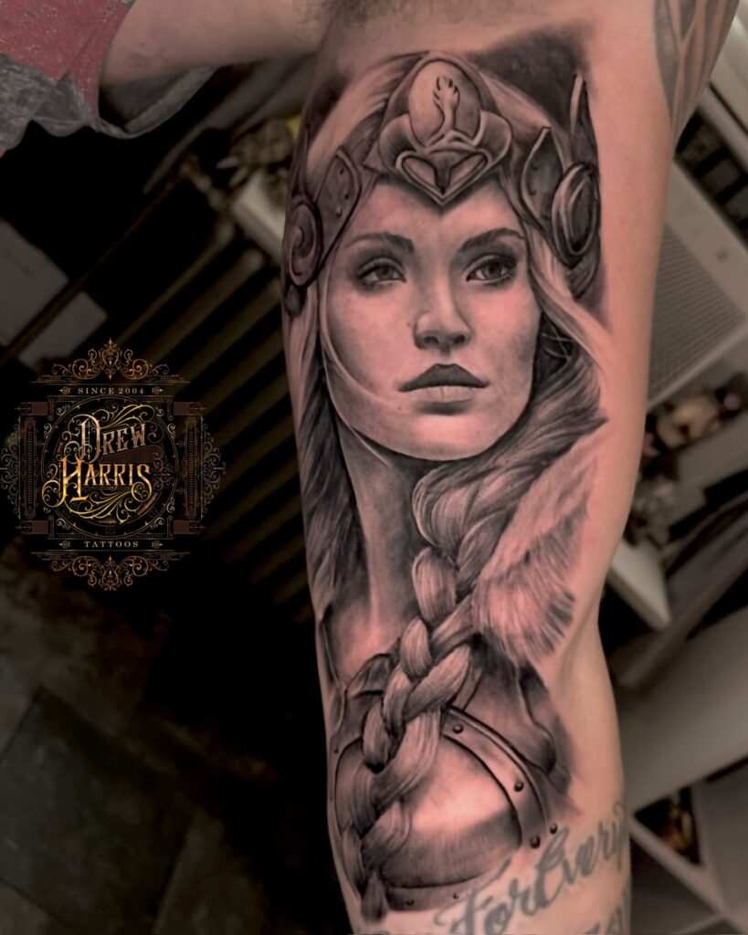 Valkyrie Tattoo by Drew Harris at Double Diamond Tattoos in West Chester