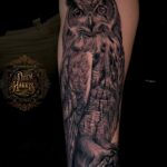 owl Tattoo by Drew Harris at Double Diamond Tattoos in West Chester