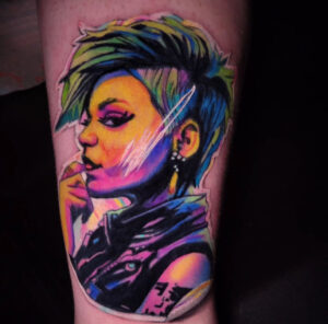 Sticker Tattoo by Will Pollock at Double Diamond Tattoos in West Chester