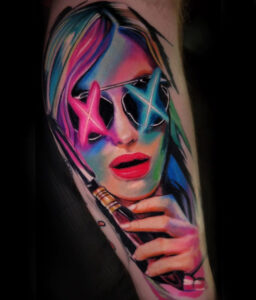 Neon Girl Tattoo by Will Pollock at Double Diamond Tattoos in West Chester