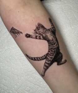 Pizza Kitten Tattoo by Rachel Rush at Double Diamond Tattoos in West Chester
