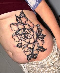 Peony Tattoo by Rachel Rush at Double Diamond Tattoos in West Chester