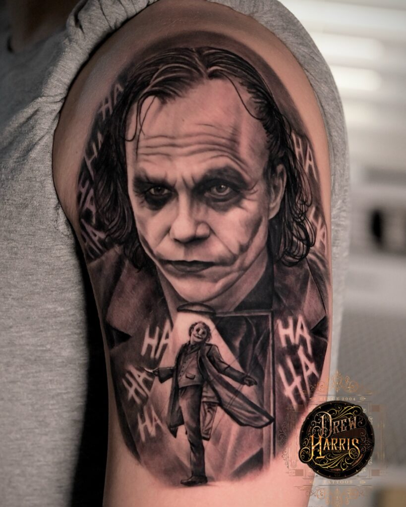 Joker Tattoo by: Drew Harris at Double Diamond Tattoos in West Chester